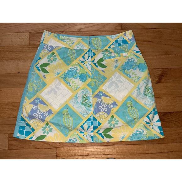 Lilly Pulitzer Octopus Patchwork Print Skirt Size 4 Blue Green Yellow - Picture 5 of 6